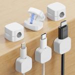 6 Pieces Magnetic Cable Clips, Adhesive ABS Cable Holders, Charger Cable Organizer Wire Cord Holder for Wall Kitchen Car Desktop Nightstand, White