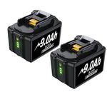 Upgraded 2Packs 9.0Ah 18V BL1890 Lithium-ion Replacement Battery Compatible with Makita 18V Battery BL1830B BL1830 BL1860B BL1860 BL1850B BL1850 BL1840 BL1815 LXT-400 Cordless Tools with LED Display