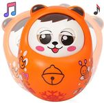 cosmobaby Roly Poly Push and Shake Wobbling Bell Sounds Tumbler Doll Toy for 3 Months & Above (Pack of 1) Isi Certified (Eye Blinking), Orange