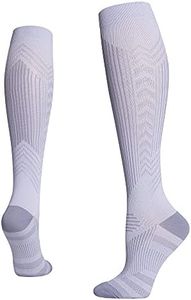 Compression Sports Socks for Men Women 15-20mmhg Graduated Compression Support Plantar Fasciitis Stockings Reflective Stripe Swellings Knee-High Socks for Running Pain Relief Boosts Circulation