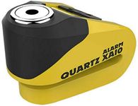 Oxford Motorcycle Disc Lock with Alarm Quartz XA10 Motorbike 10mm pin Motorbike Scooter Brake Disc Lock Anti Theft Bike Security - Yellow/Black