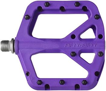 FIFTY-FIFTY Mountain Bike Pedals, Non-Slip MTB Nylon Composite, 9/16" Bicycle Pedals, Lightweight and Wide Flat Platform (Purple)