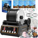 KomeStone K1 Large 2.5LB Barrel Professional Rock Polisher Tumbler Kit, with Advanced 3-Speed Motor & 9-Day Timer, 6 Belts, Rough Gemstones, Polishing Grits etc, Science STEM Gift for Kid Adult