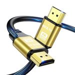 jojobnj 8K HDMI Cable 2m, High Speed HDMI Cable 48Gbps 8K@60Hz 4K@120Hz, HDCP 2.2 & 2.3, DTS:X, HDR 10 Compatible with Roku TV/eARC/3D/PS5/HDTV/Laptop/Blu-ray (Gold)