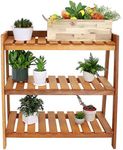 Sunnydaze Outdoor Meranti Wood 3-Tiered Garden Shelf with Teak Oil Finish