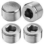 horiznext npt 1/4 stainless steel 304 male thread internal hex countersunk pipe plug fitting, adapt tube socket connect water valve boat cap (4 pcs)