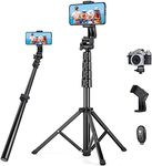 JOILCAN Phone Tripod, 70" Extendable Selfie Stick Tripod for iPhone with Wireless Remote Shutter, Lightweight Portable Camera Tripod with Phone Holder, Compatible with iOS/Android/Small Camera