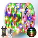 50 M 500 LED Fairy Lights Plug in Outdoor Christmas Lights Green Copper Wire String Lights Waterproof with Remote Timer 8 Modes Memory for Tree Bush Branch Plants Garden Decoration Multicolor