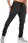 BROKIG Mens Jogger Sport Pants, Casual Gym Workout Sweatpants with Double Pockets (Large, Black)