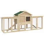 PawHut Large Chicken Coop with Run Backyard Hen House Poultry Coops Cages with Nesting Box Wooden 204 x 85 x 93cm