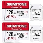 Gigastone 128GB 2-Pack Micro SD Card, Camera Plus, GoPro, Action Camera, Sports Camera, High Speed 100MB/s, 4K Video Recording, Micro SDXC UHS-I A1 V30 U3 Class 10