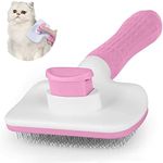 Avando Cat Dog Brush for shedding,Pet Grooming Brush for Cats Dogs Massage,Shedding Brush for Short or Long Hair,Self Cleaning Slicker Brush,Easy to Removes Loose Undercoat, Tangled Hair (pink)