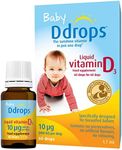 Baby Ddrops 10 µg 60 Drops - Daily Vitamin D3 Supplement for Infants and Young Children - Supports Teeth & Bone Health - No Preservatives, No Taste, Non-GMO, Allergy-Friendly.