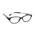 TIZIANO New Age Reading Glasses with Spring Hinge and Elegant Printed Sides (Model: 185113 Black +1.00 with Cat Eye shape)