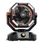 coldSky Rechargeable Table Fan for Home with LED Light & Remote Control, 20000mAh Battery Fan Rechargeable Big Size With 8 Speed Modes (Orange)