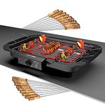 Cultbuzz Electric Barbecue Grill Smokeless Portable Adjustable Temperature Control 2000 Watt Indoor and Outdoor Water Filled Drip Tray Removable (BBQ) (BBQ 12 Skewers)