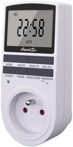 Awootsv Prise Programmable Digitale Minuterie Numérique minuteur prise electrique timebird timer Journalier/Hebdomadaire Programmateur Prise Electrique avec Ecran LCD et Mode Aléatoire Antivol, 1 Pack