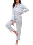 Reliwel Women's Pyjama Sets Silk Pyjamas for Women Long Sleeve Button up Pjs two Piece Comfy Sleepwear Loungewear Bridesmaid Nightwear for All Seasons S-Xxl