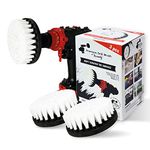 Kornely™ Premium Drill Brush, Extra Soft, White 3pcs. SET, 13cm. Professional Power Scrubber.Doesn't Scratch Surfaces. Suitable for Carpet, Leather, Upholstery, Furniture, car Interior, Glass Cleaning