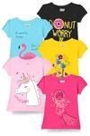 Kuchipoo Girls Regular Fit Half Sleeves Cotton T-Shirts (KUC-TSHRT-460, 9-10 Years, Multi-Colored)