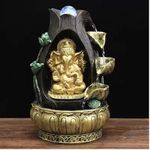 HOME CUBE Tabletop Lord Ganesha Ganpati Waterfall Fountain with Crystal Ball for Home Decor Desktop Showpiece Fountain for Living Room Housewarming Gift Office Zen Water Fountain-19x17x28cm (FT_05)