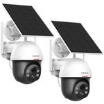 DEKCO Outdoor Security Camera Wireless, Camera Surveillance Exterieur, Solar and Battery Powered, Panoramic Pan Tilt Zoom, Auto Tracking, 2K Night Vision, Spotlight, 2-Way Talk, 2 Pack