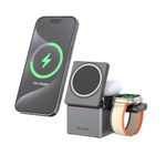 URBN Wireless Charger 3-in-1 MagSafe Charging Stand | Foldable Charger for Apple iWatch, AirPods, iPhone 16/16 Pro/16 Plus/15/15 Pro Max & Qi-Compatible Smartphones | Qube Design