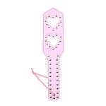 JIHUOO PU Leather Paddle Horse Riding Crop Whip Horse Jump Bat Equestrian Crops with Airflow Holes Couples Games for Adults Pink