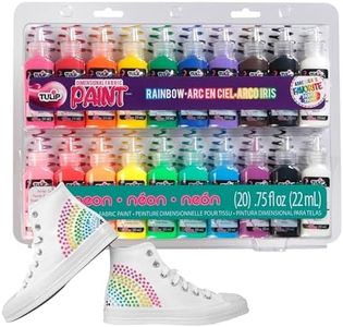 Tulip Dimensional Fabric Pack, Non-Toxic and Permanent 3D Paint for Fashion Party 20 Pack
