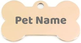 Stainless Steel Bone-Shape Pet Dog Tag Engraved Pet ID Tags Personalised Pet Name Tags Colourful Funny Puppy Pet ID Tags for Small Medium Large Pet (40x21 mm, Rose Gold)