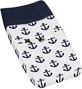 Sweet Jojo Designs Navy Blue White Anchors Boy Girl Baby Nursery Changing Pad Cover - Nautical Theme Ocean Sailboat Sea Marine Sailor Anchor Unisex Gender Neutral