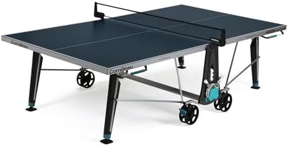 Cornilleau 400X - Outdoor Tischtennisplatte - Klappbar - Wetterfest - Robust - Rollbar - Tischtennistisch für draußen mit 5 mm Melaminharzplatte - Blau