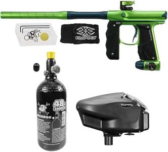 Maddog Empire Mini GS Electronic Full Auto Paintball Gun Marker w/ 48/3000 HPA Paintball Tank & Empire Halo Too Electronic Paintball Loader Starter Package - Dust Cadmium Green/Admiral Blue