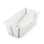 Stokke Flexi Bath (White Aqua) with Newborn Support - Durable & Easy to Store - Convenient to Use at Home or When Travelling - Best for Newborns & Babies Up to 48 Months