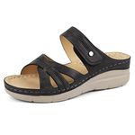 firelli Women Orthopedic Slide Sandals Lady Orthotic Comfortable Walking Sandals with Arch Support (8,Black)