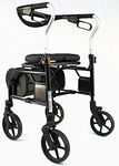 Mediwise Evolution Trillium lightweight Rollator Walkers for seniors with seat, large 8'' wheels, easy walk for elders (Regular), Black
