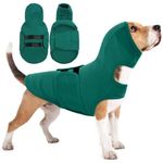 Lelepet Dog Anxiety Vest with Ear Wrap, Soft Dog Anxiety Relief Coat for Thunder Fireworks, Adjustable Dog Calming Hoodie for Small Medium Large Dogs, Dog Soothing Shirt with Dog Ear Muff, Green L