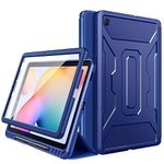 MoKo Case for Samsung Galaxy Tab S6 Lite 10.4 Inch 2024/2022/2020,9H Clear HD Built-in Screen Protector Full-Body Military-Grade Trifold Stand Cover with Auto Sleep/Wake & Pencil Holder, Blue