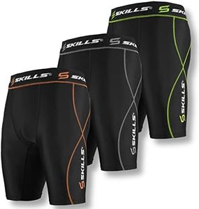 Skills Compression Shorts for Men Increases Power and Reduces Muscle Fatigue - Sports Performance Underwear Premium Quality Lycra Running Shorts (as1, Alpha, x_l, Regular, Regular, Pack of 3)