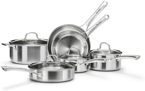 Stainless Steel Cookware Set,Tir-Ply Pots and Pans Set,10 Pcs Stainless Steel Induction Kitchen Cookware Sets,PFOA Free, Frying Pans,Saucepans,Saute Pan & Stock Pot,Compatible with All Cooktops