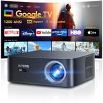 [1200 ANSI/Google TV] 4K Projector with WiFi6 and Bluetooth, PUTRIMS K12 Netflix-Licensed Smart Projector Native 1080P with Auto Focus and Keystone, Voice Control Gray