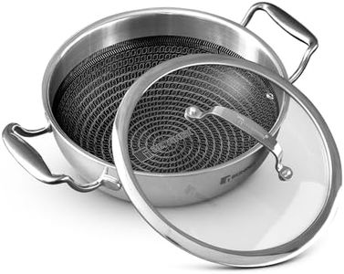 Bergner Hitech Triply Non-Stick 20 cm (1.5 L) Kadai with Flat Glass Lid, Kadhai with Non-Stick Mesh Pattern Inside, Metal Spatula Friendly, Even Heat Distribution, Induction Bottom and Gas Stove Ready