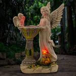 IOKUKI Solar Garden Statues-Angel Outdoor Statues with Color Changing Lights,Garden Sculptures & Statues,Resin Garden Statues Outdoor Clearance for Garden Decor