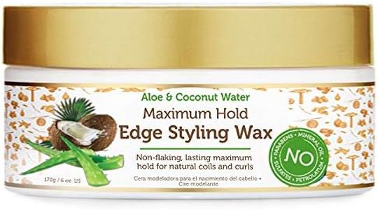 African Pride Moisture Miracle Maximum Hold Edge & Hair Styling Wax, Enriched with Aloe & Coconut, Controls Edges while Nourishing & Protecting Against Breakage, 6 oz