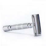 Butterfly Safety Razor - Heavy Duty Twist To Open Double Edge Safety Razor for Men; Shaving Kit with 10 blades and Henri et Victoria Samples; Butterfly Razor Mechanism