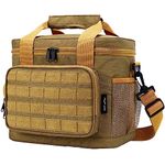 MIER Lunch Box for Men Adult Women Insulated Tactical Lunch Bag Heavy Duty Leakproof Lunch Cooler Bags for Work Office Picnic, 16 Can (Khaki-with molle)