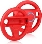 TheMax ( 2 Pack ) Red Wheel Steering wii Controller Design Stand Mario Kart Racing Game Steering Wheel Stand For Wii Game Controller (Red x2)