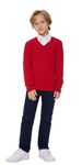 SMINLING Pinker Boys Girls Sweater Pullover V-Neck Long Sleeve Cotton School Uniform(Red,9-10Years)