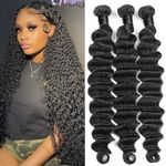 Jiumido Deep Wave Bundles Human Hair 20 22 24 Inches 10A Grade Brazilian Hair Bundles 3 Bundles Human Hair Deep Wave 100% Unprocessed Brazilian Virgin Hair