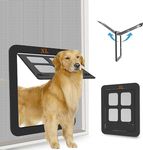 Nexsol Pet Screen Door (Outer Size 14" x 16") Inside 12x14 Inches Dog Door for Screen Door Sliding Doggy Door with Magnetic Flap Lockable Screen Window Doggie Door (Large,BLACK)